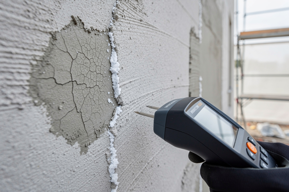 Diagnostic d’humidité sur mur enduit avant reprise de l’etancheite facade