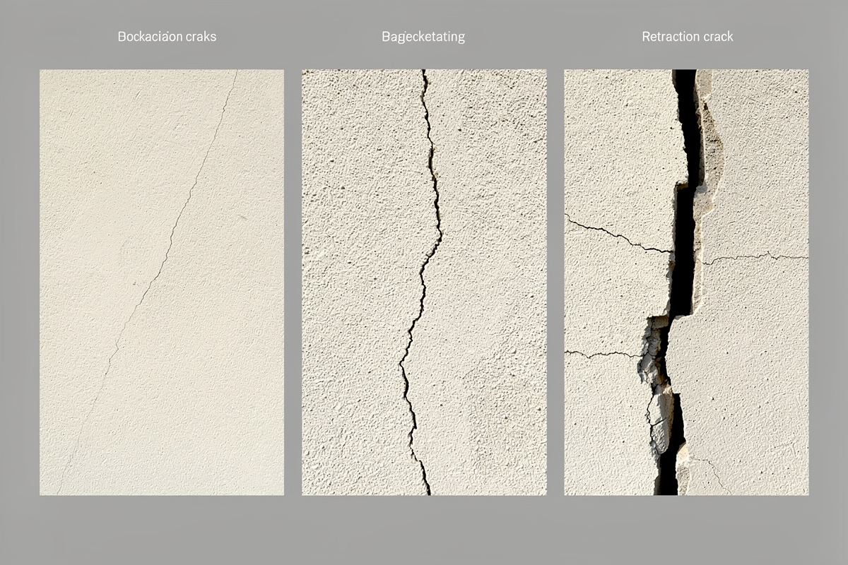 Classification des fissures façade en trois niveaux de gravité : capillaire, retrait et structurelle
