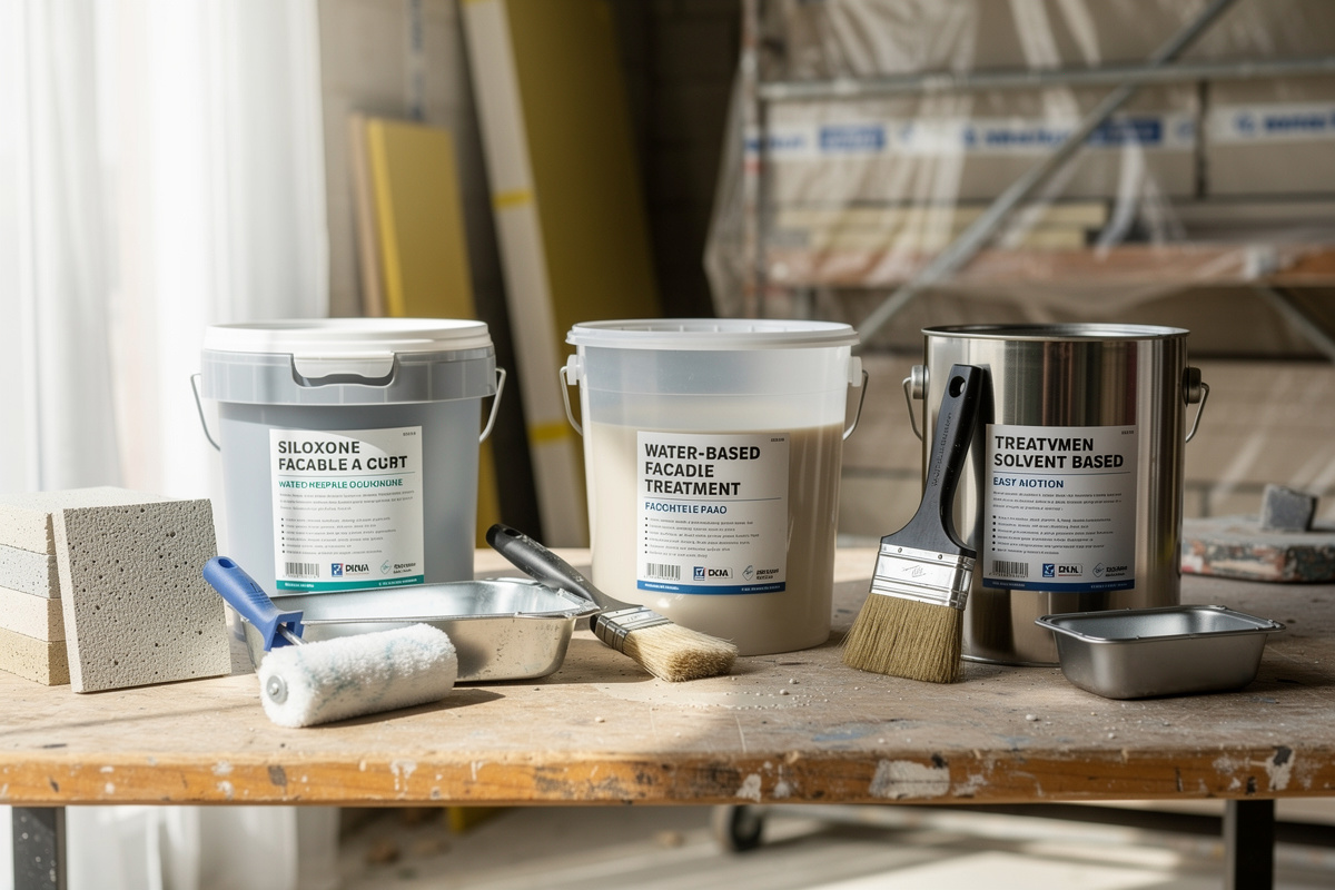 Comparatif d’hydrofuge facade siloxane, phase aqueuse et solvanté sur chantier.