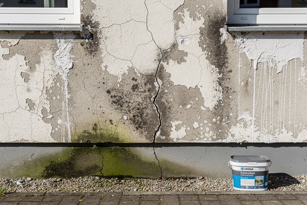 Façade humide et dégradée montrant un cas où éviter l’hydrofuge facade