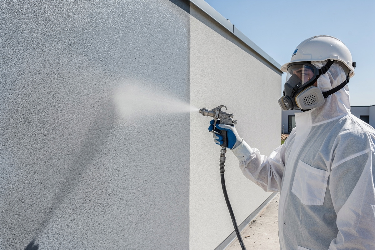 Application soignée d’un hydrofuge facade sur une façade propre et sèche