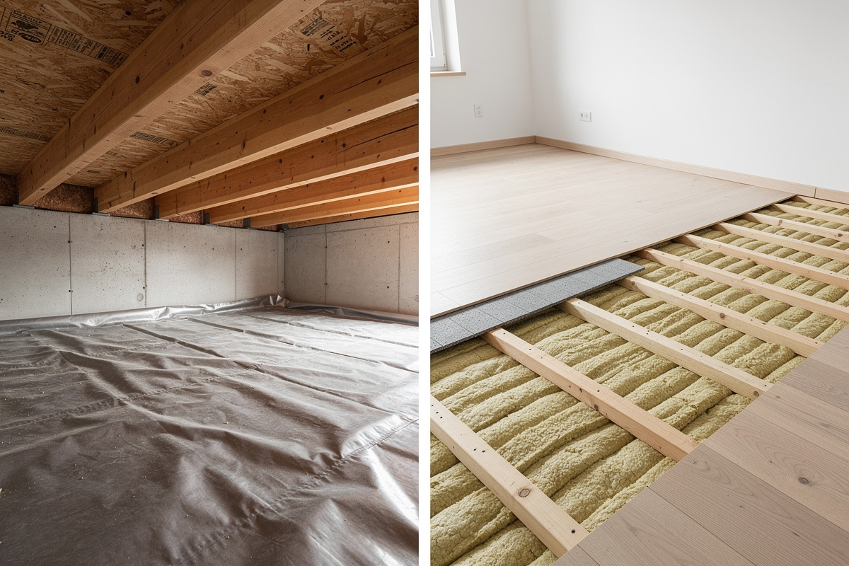 Isolation plancher bas par le dessous ou par le dessus dans une maison en rénovation