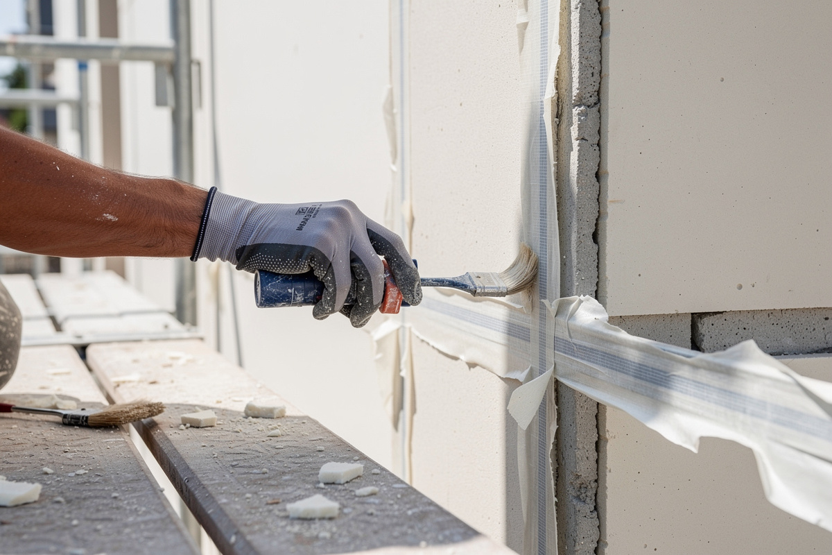 Préparation chantier des joints dilatation avant enduit de façade