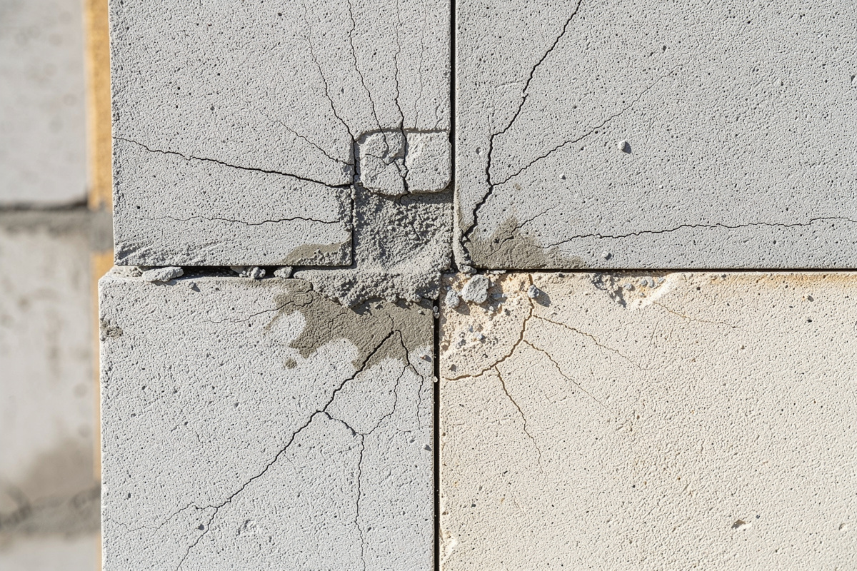 Erreurs de chantier sur joints dilatation avec fissures et infiltrations