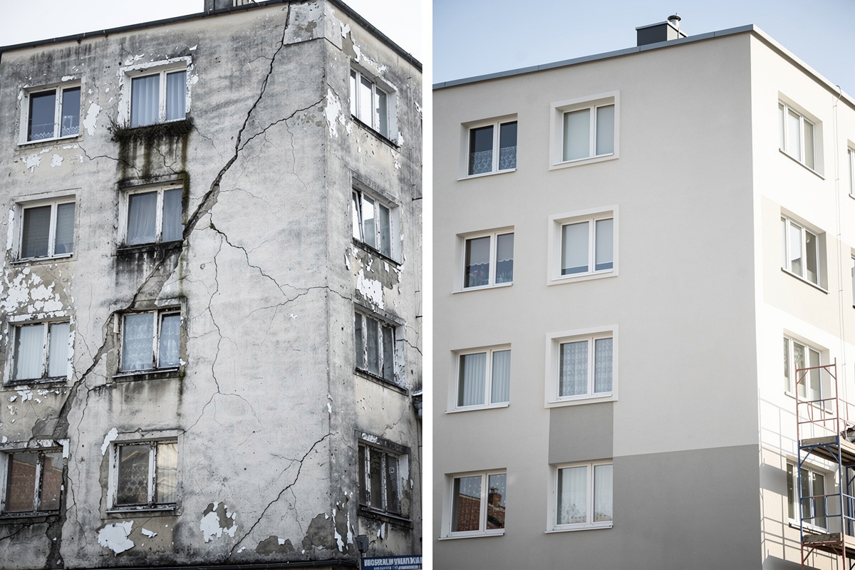 Façade abîmée avec fissures et peinture écaillée pour repérer quand faire un ravalement facade