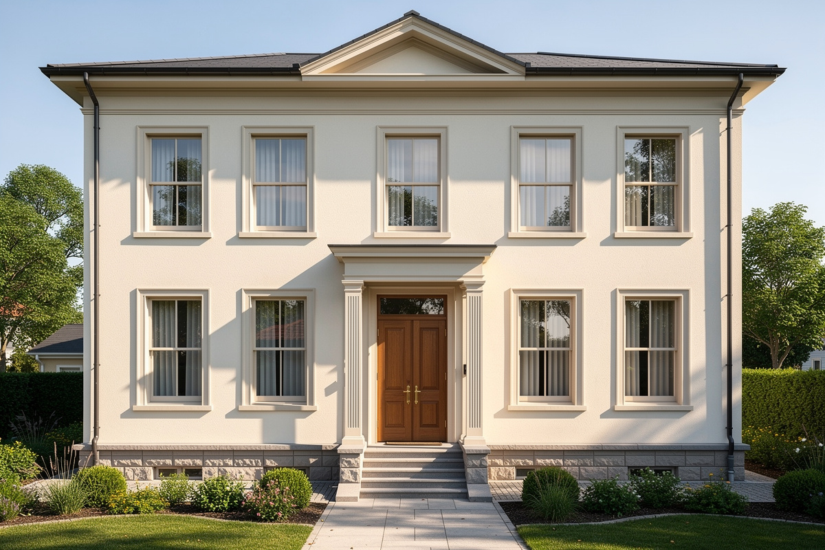 Ravalement de façade classique sur une maison bien entretenue sans isolation extérieure