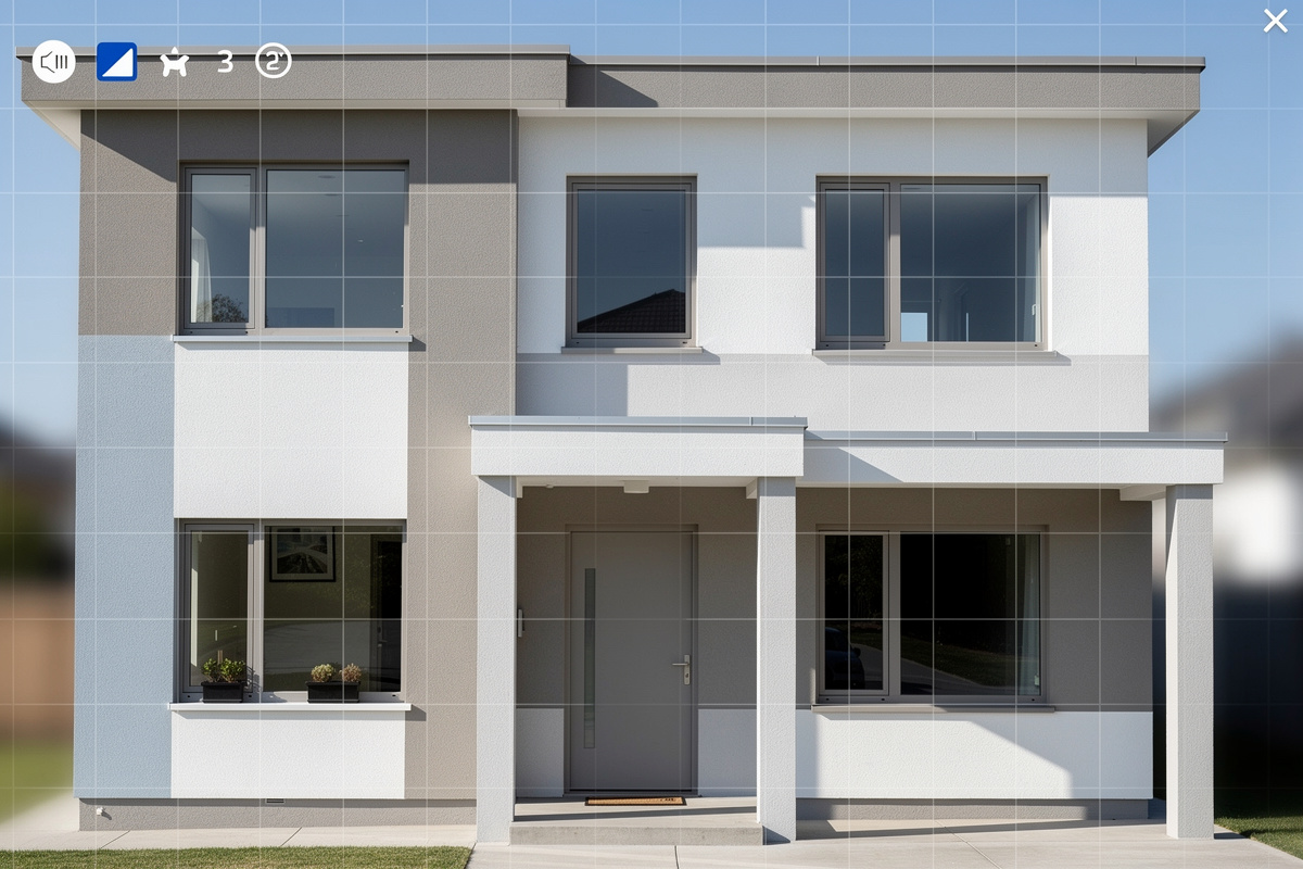 Photo frontale de façade pour obtenir un rendu photoréaliste avec simulation peinture facade