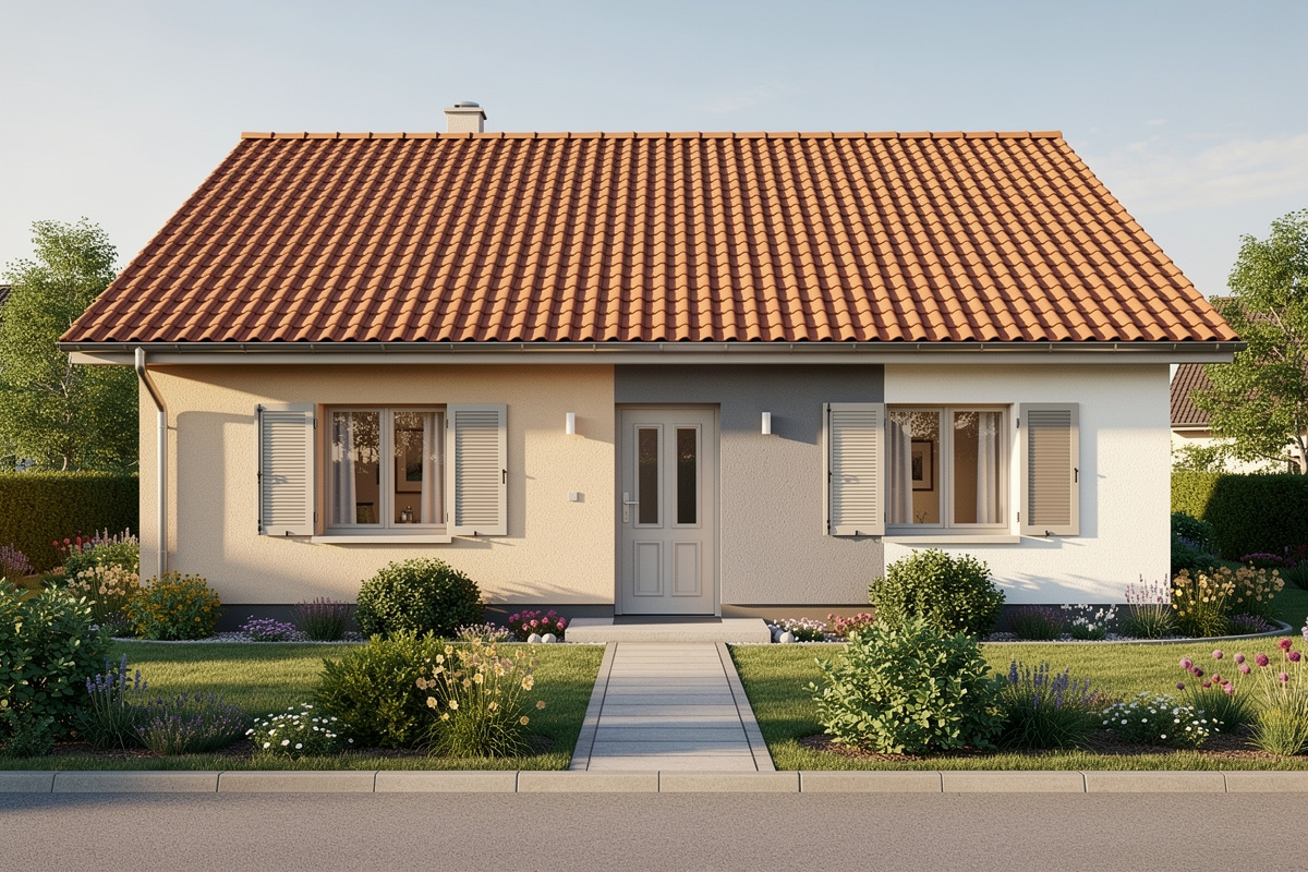 Choix de simulation peinture facade avec toiture, menuiseries et environnement harmonisés