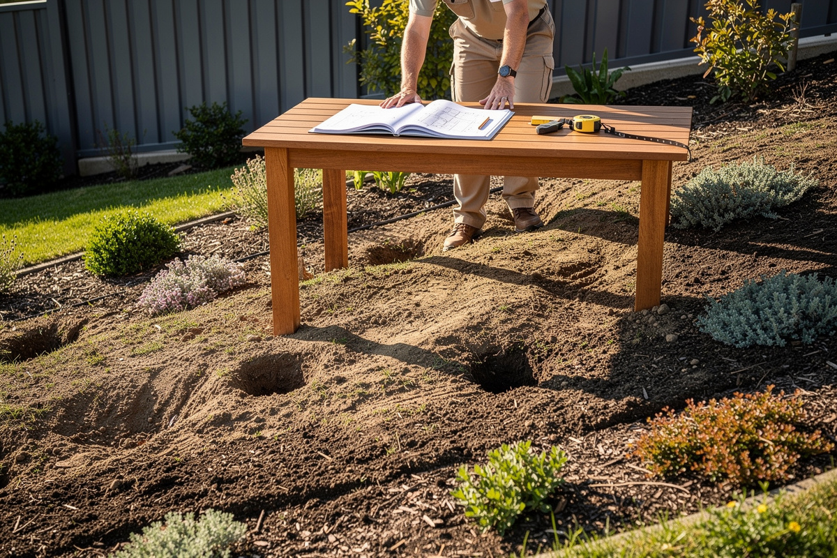 Diagnostic terrain pour un aménagement jardin avec pente, sol et plan sur table