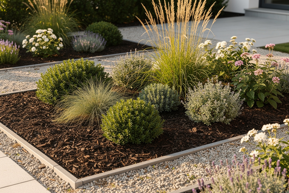 Végétalisation d’un aménagement jardin avec plantes adaptées et entretien limité