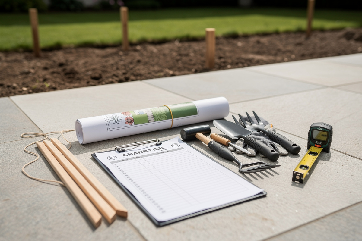 Checklist chantier et plan final pour préparer un amenagement paysager avant travaux.