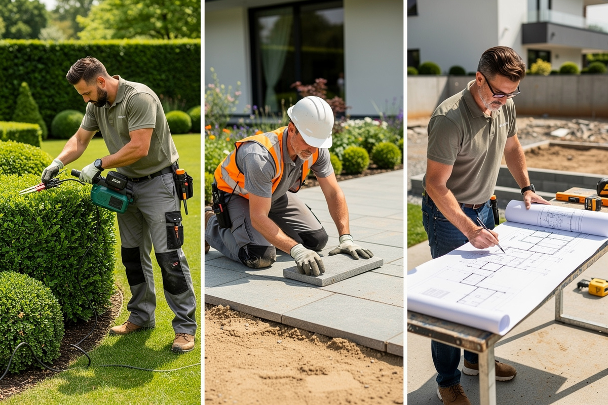 Les trois métiers du paysage en France : jardinier, paysagiste et architecte paysagiste à leur poste