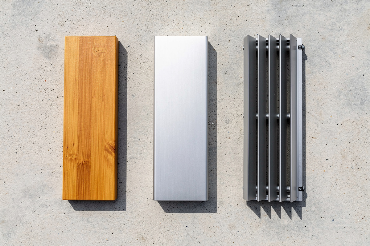 Comparatif matériaux pergola jardin : échantillons de bois naturel, aluminium et lame bioclimatique