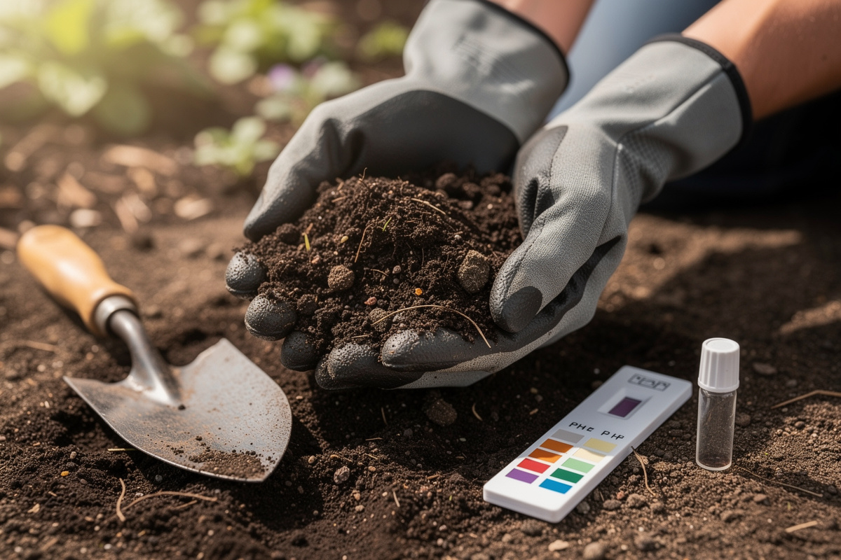 Analyse de la texture et du pH du sol avant la sélection des végétaux pour un aménagement paysager