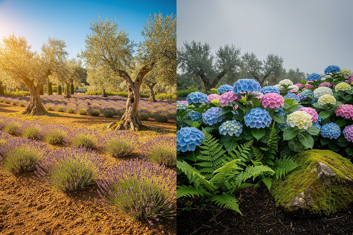Comparaison de végétaux adaptés aux différentes zones climatiques d'un jardin en France