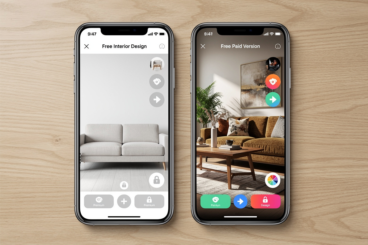 Comparatif applications home staging gratuites vs payantes : différence de rendu entre version freemium et premium