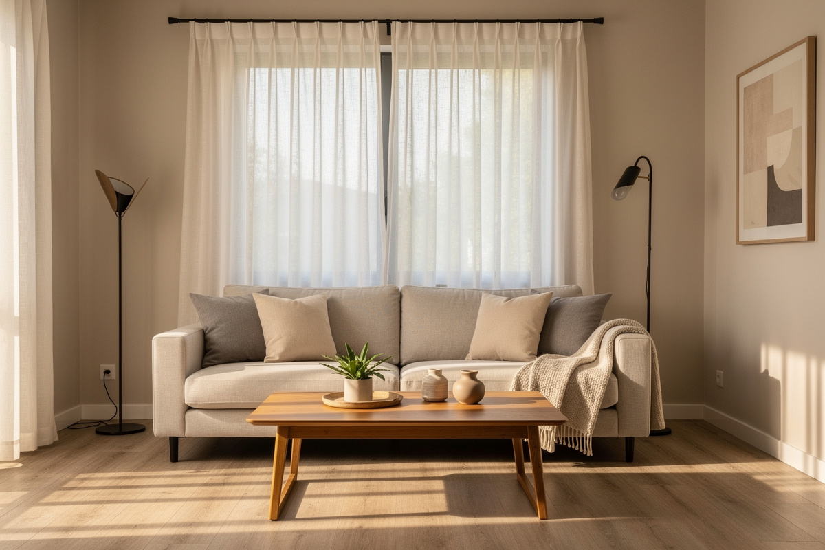 Salon relooké à moindre coût pour illustrer comment réduire son budget home staging.