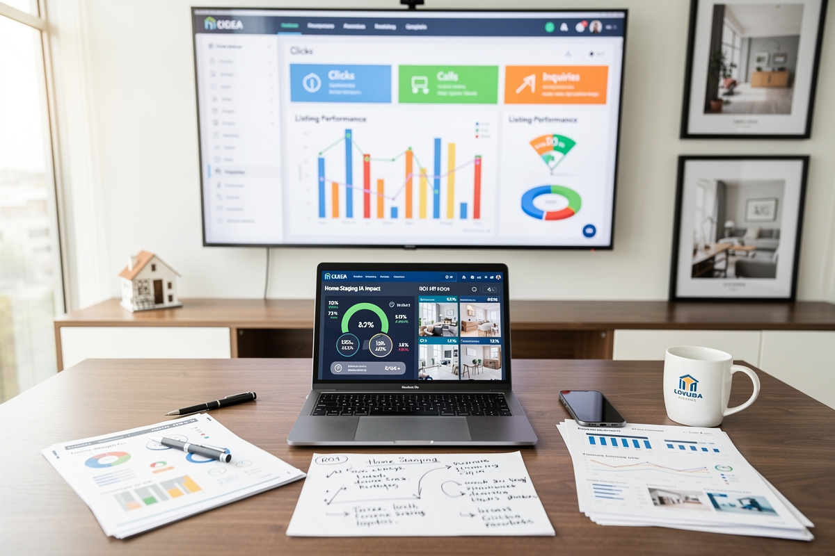 Tableau de bord de performance pour mesurer le ROI du home staging IA