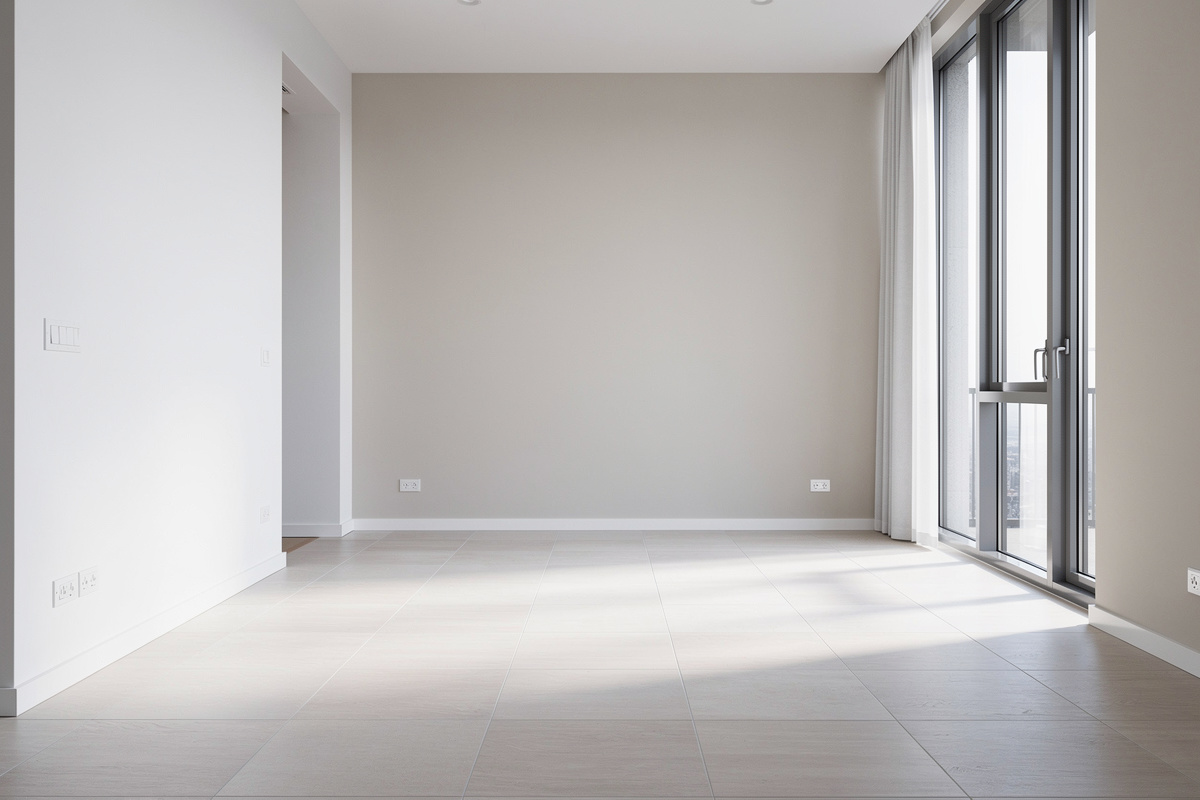 Pièce vide et lumineuse prête pour un home staging IA avec une photo source exploitable.