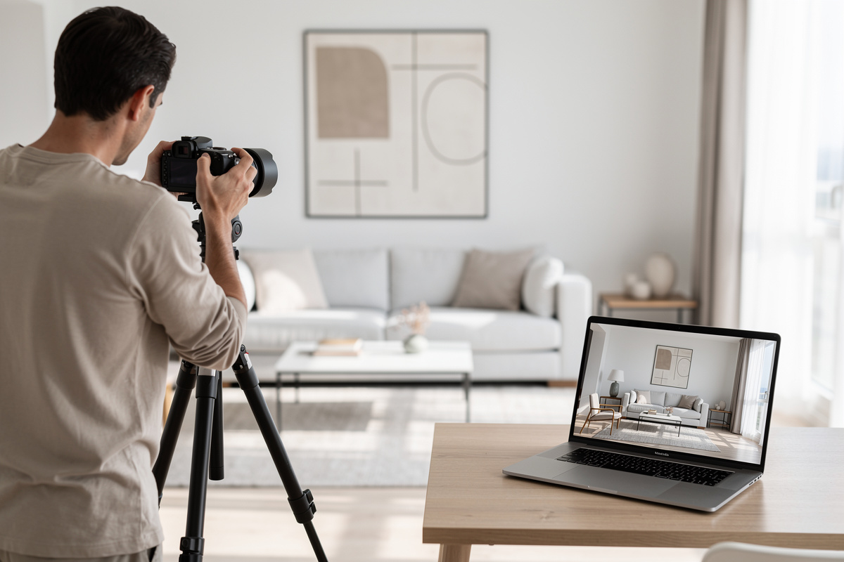 Workflow de home staging IA avec photo source de qualité