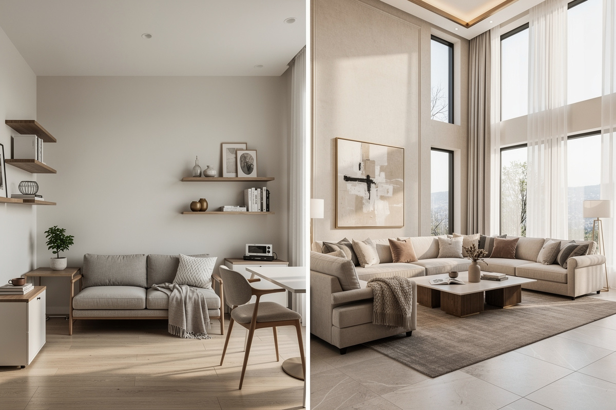 Cas d’usage home staging IA adapté à différents biens comme studio et villa