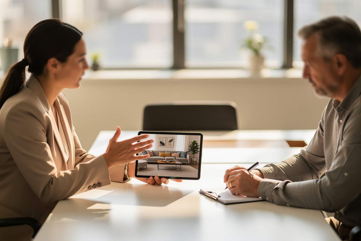 Validation d’un visuel de home staging IA avec un vendeur