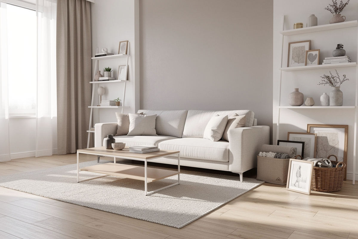 Intérieur préparé avec des choix simples de home staging pas cher à faire soi-même ou déléguer