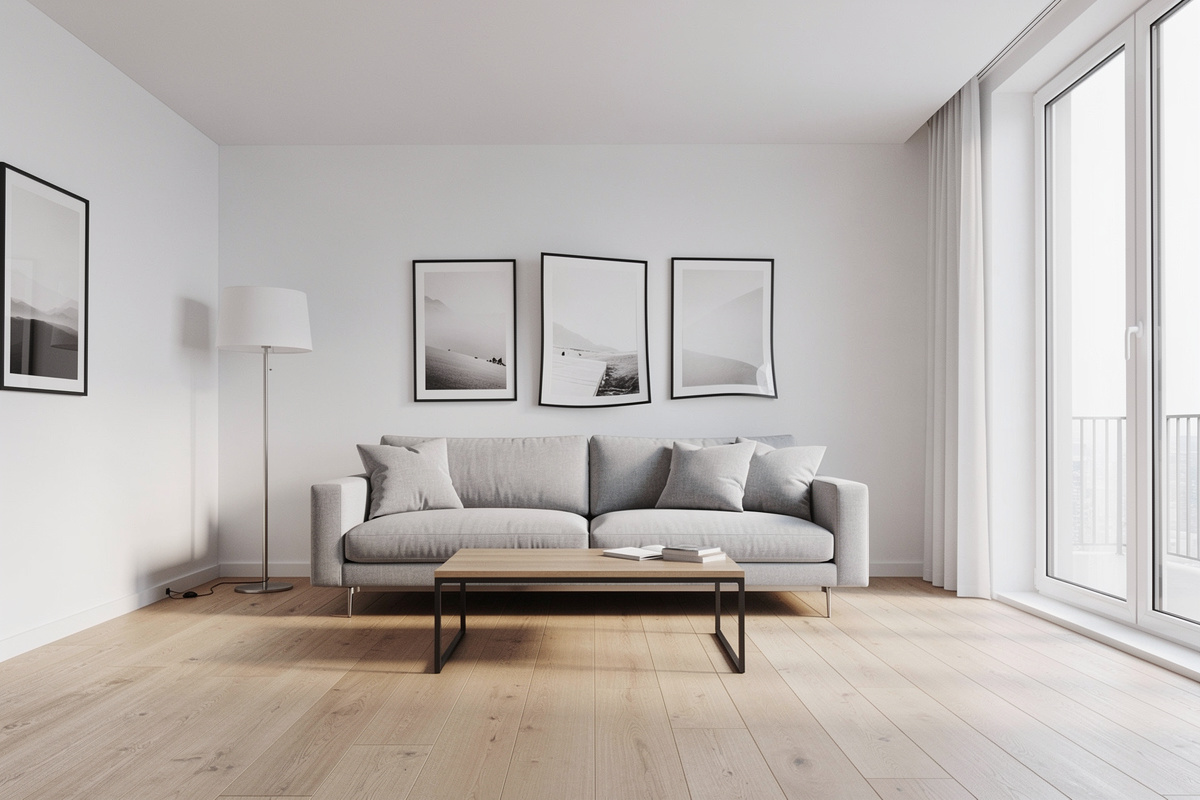 Erreurs de perspective en home staging virtuel IA dans un salon au mobilier mal proportionné