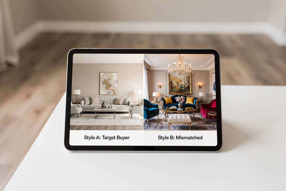 Choix du style déco immobilier en home staging virtuel IA selon le bien et la cible
