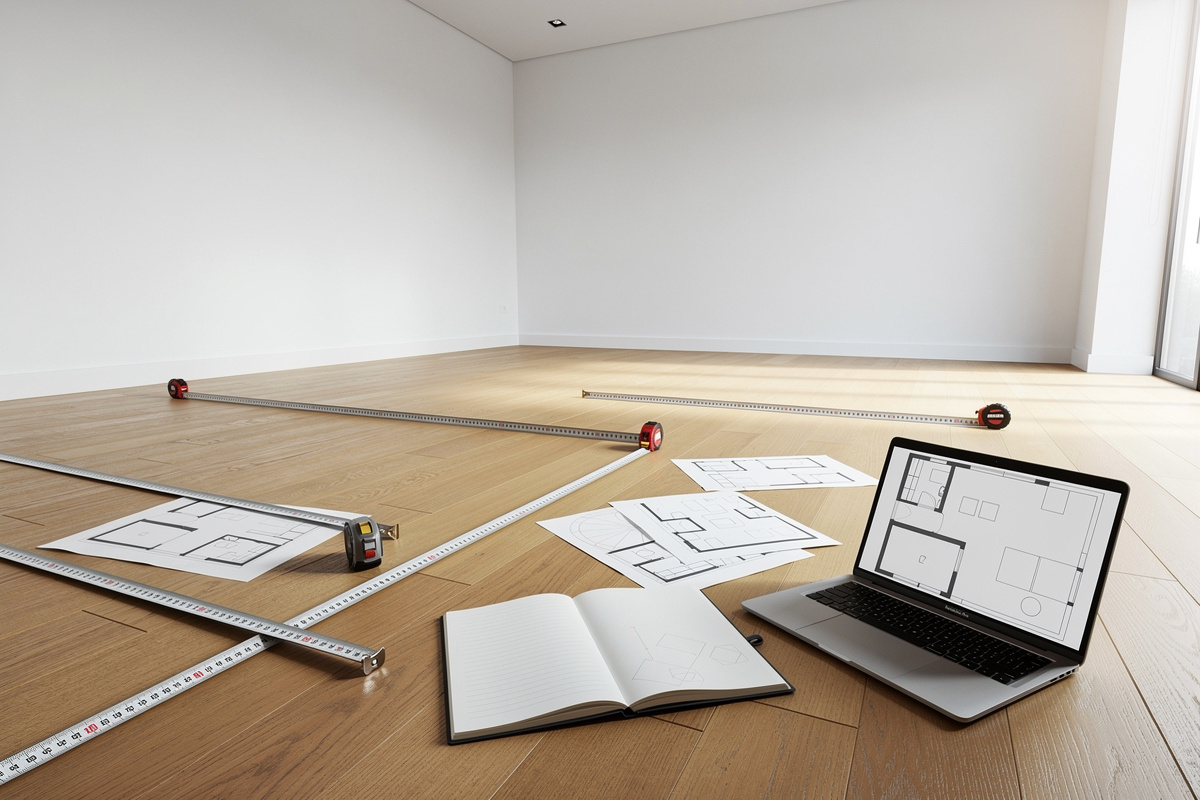 Base de mesure pour l’ia décoration intérieure avant d’aménager une pièce vide