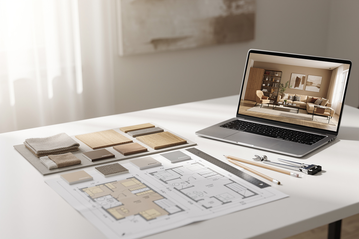 Brief précis pour l’ia décoration intérieure avec mood board et échantillons déco
