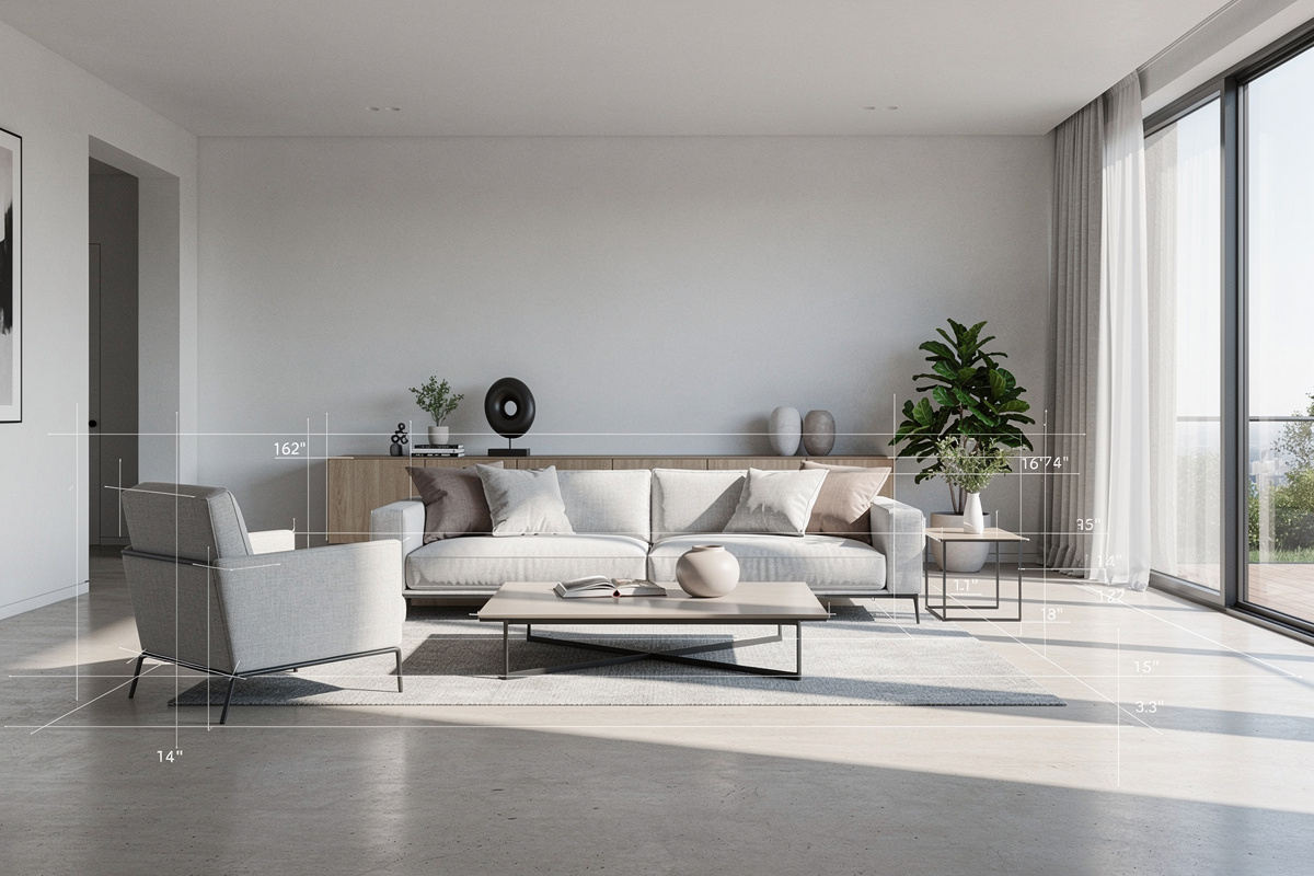 Contrôle des proportions et de la lumière en ia décoration intérieure avant validation