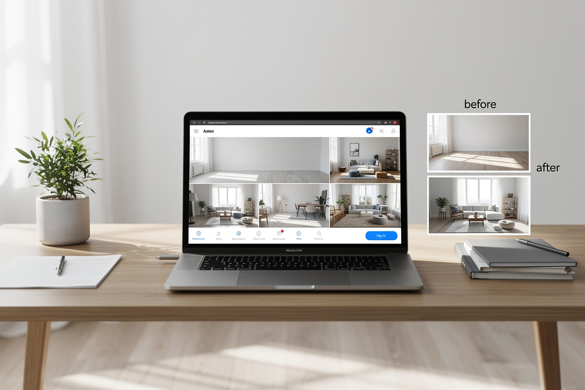 Tutoriel home staging gratuit pour transformer une photo de pièce vide en visuel prêt à publier