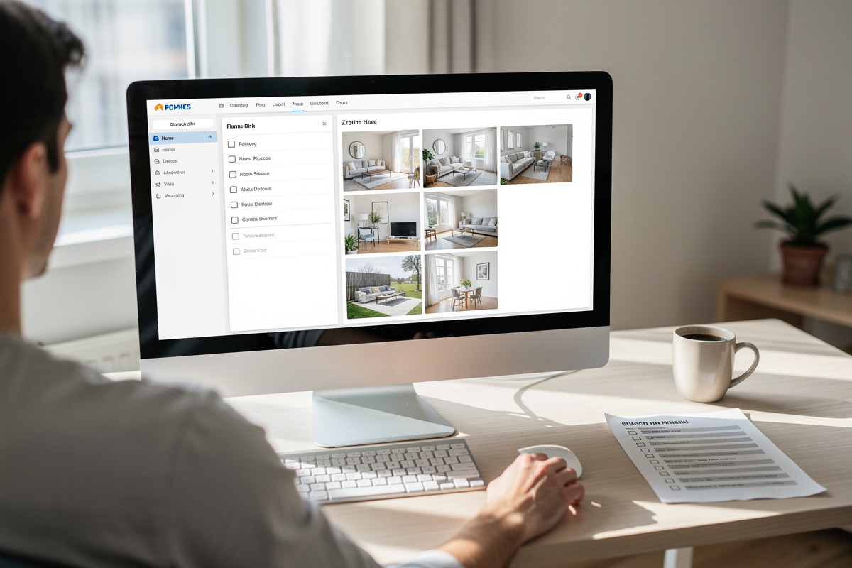 Choisir un logiciel home staging gratuit selon des critères pratiques dans un bureau moderne.