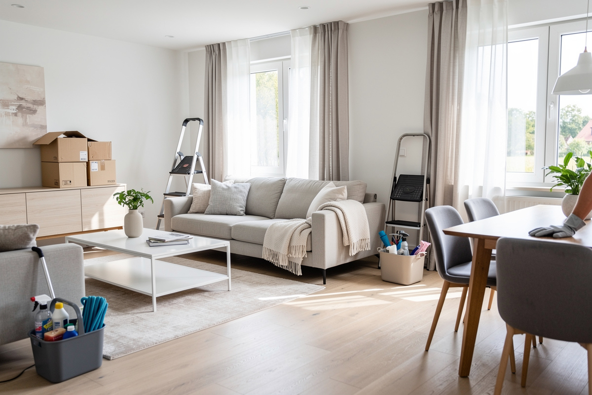 Photo immobiliere d’un intérieur nettoyé avant home staging virtuel