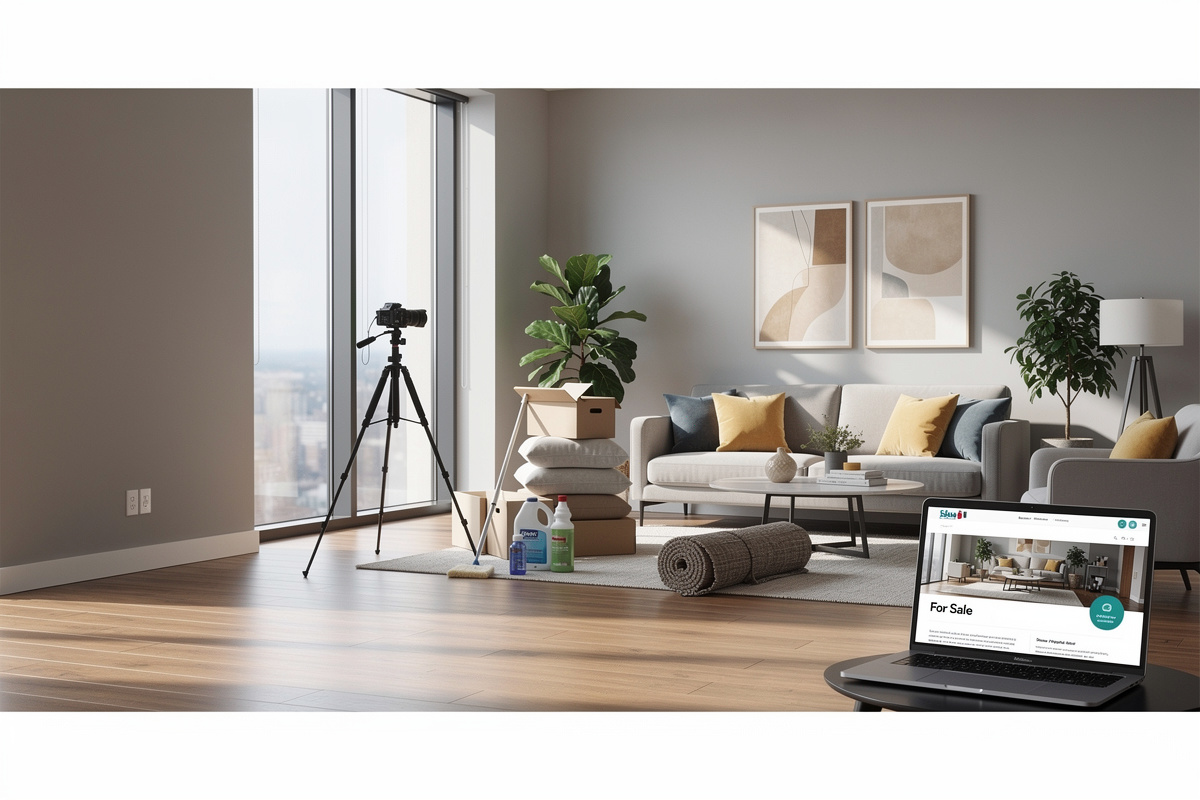 Workflow de photo interieur IA adapté à un bien vide ou contraint pour préparer une annonce immobilière.