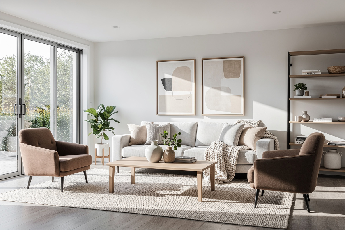 Intérieur au style déco rentable, sobre et rassurant pour faciliter la projection acheteur