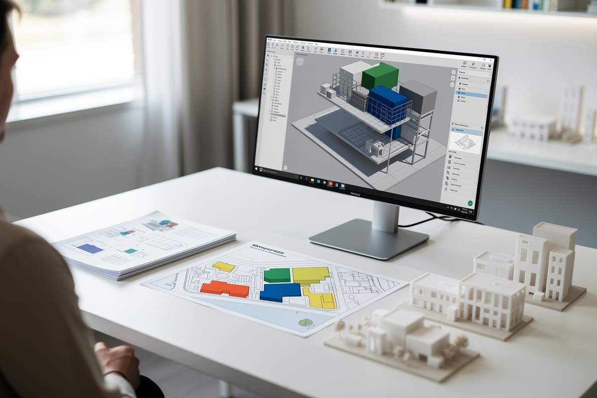 Workflow bim ia entre brief, esquisse et maquette numérique sur un bureau d’architecte