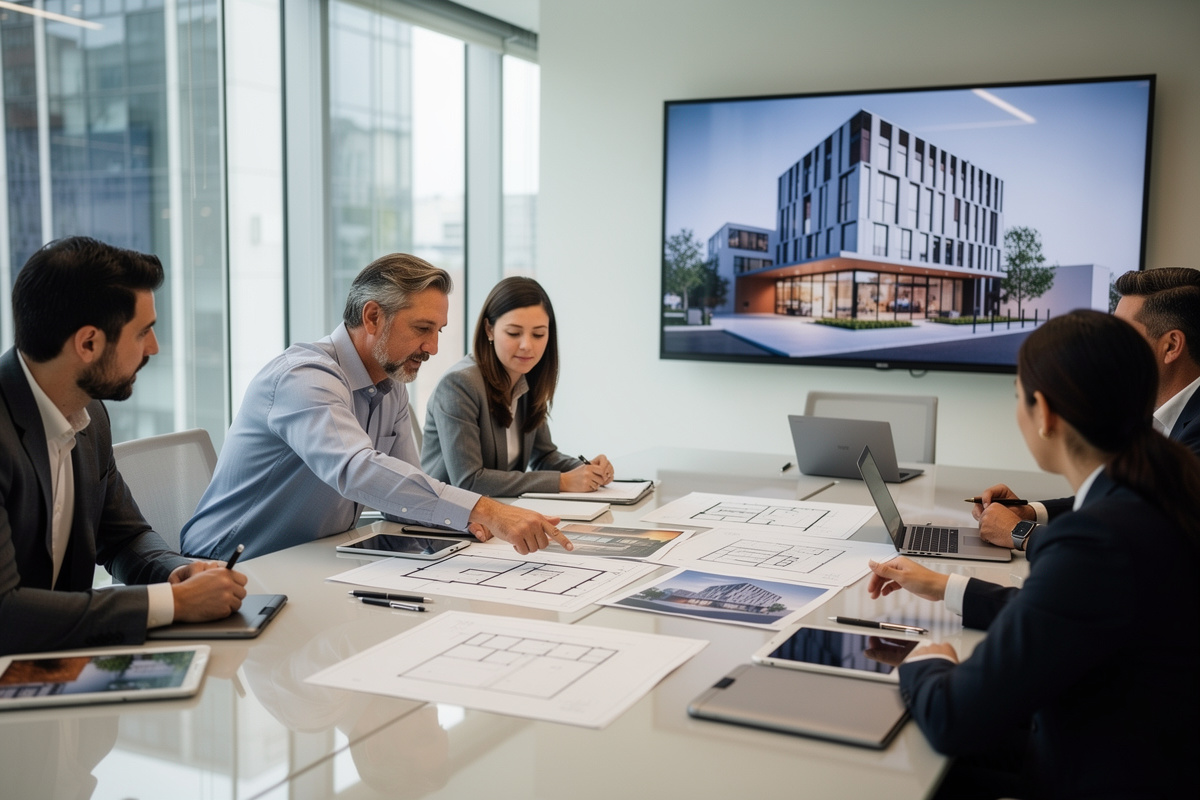Brief visualisation architecturale préparé avant le rendu avec plans, références et maquette 3D