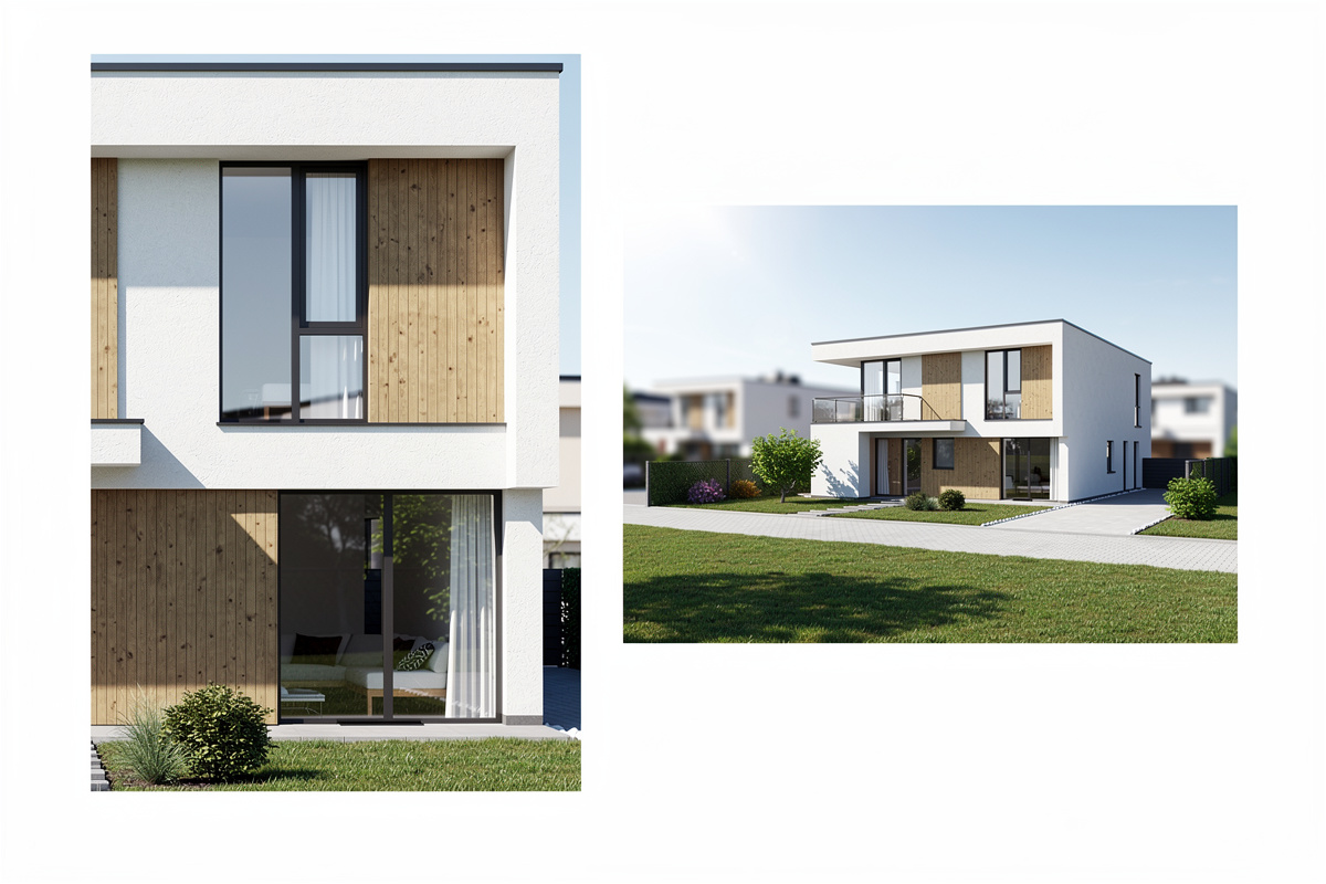 Comparaison dp4 dp6 entre plan de façade et insertion du projet dans le paysage