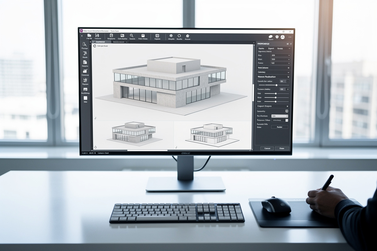 Réglages d’export maquette 3d depuis SketchUp sur un poste de travail professionnel