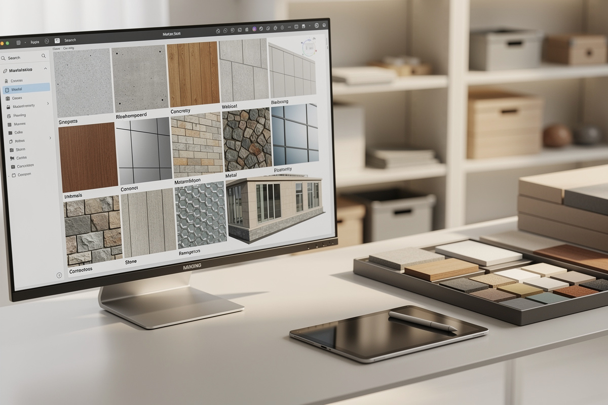 Gestion des matériaux et textures avant export maquette 3d sur un bureau d’architecte