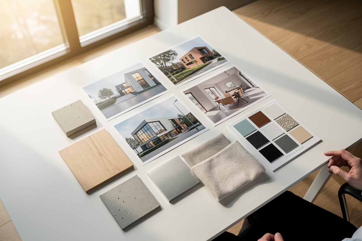 Moodboard architecture avec quelques références clés pour cadrer un brief sans surcharge.