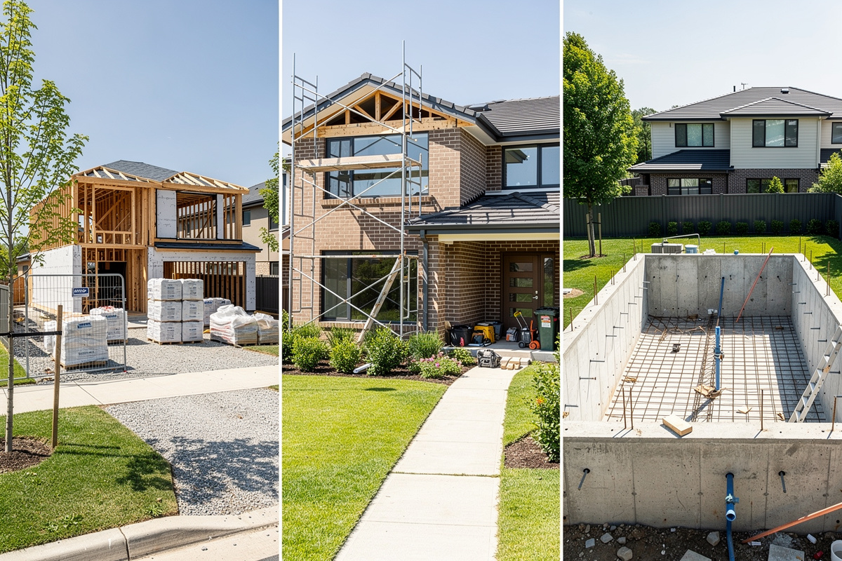 Projets nécessitant une insertion graphique : maison neuve, extension visible depuis la rue et piscine en construction