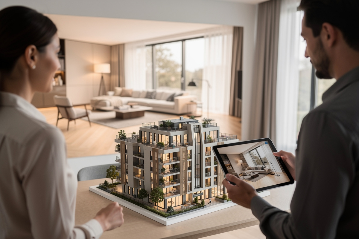 Maquette 3d interactive utilisée pour vendre un programme neuf en VEFA