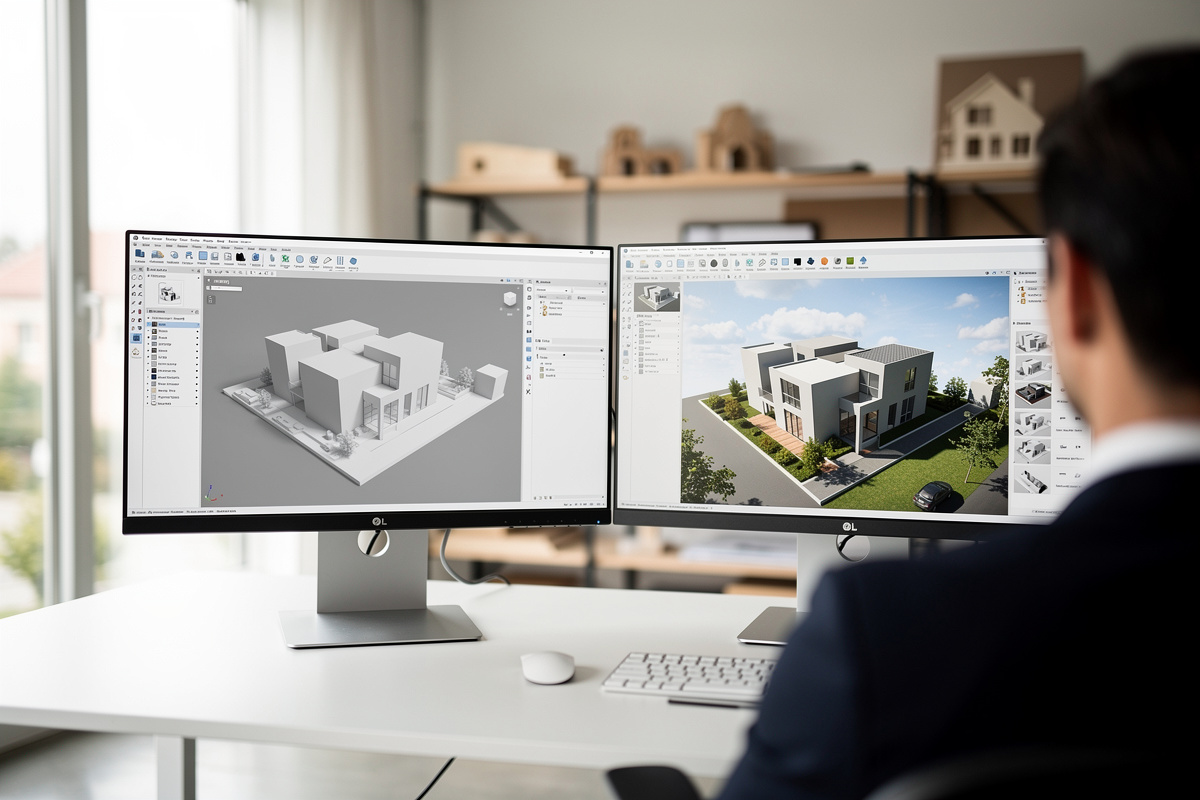 Transition de la modelisation 3d batiment vers un rendu architectural propre