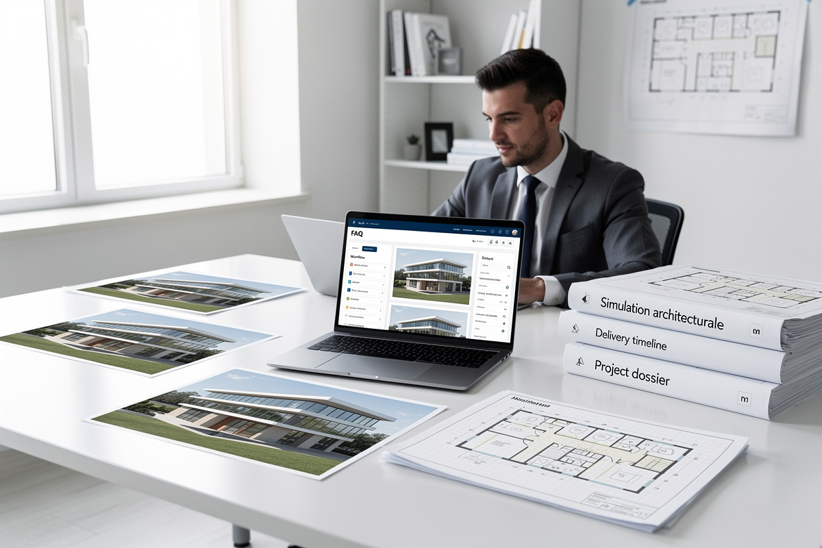 Simulation architecturale : dossier de projet et rendus pour répondre aux questions fréquentes