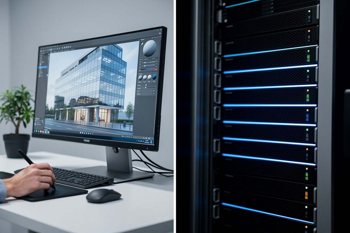 Comparaison rendu temps réel et rendu offline pour la visualisation architecturale sur poste de travail professionnel